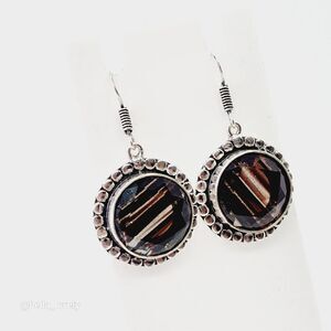 Sparkly Dichroic Glass Handmade Drop Dangle Earrings Jewelry 1.52"